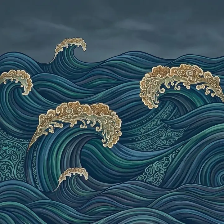 Traditional wave illustration left