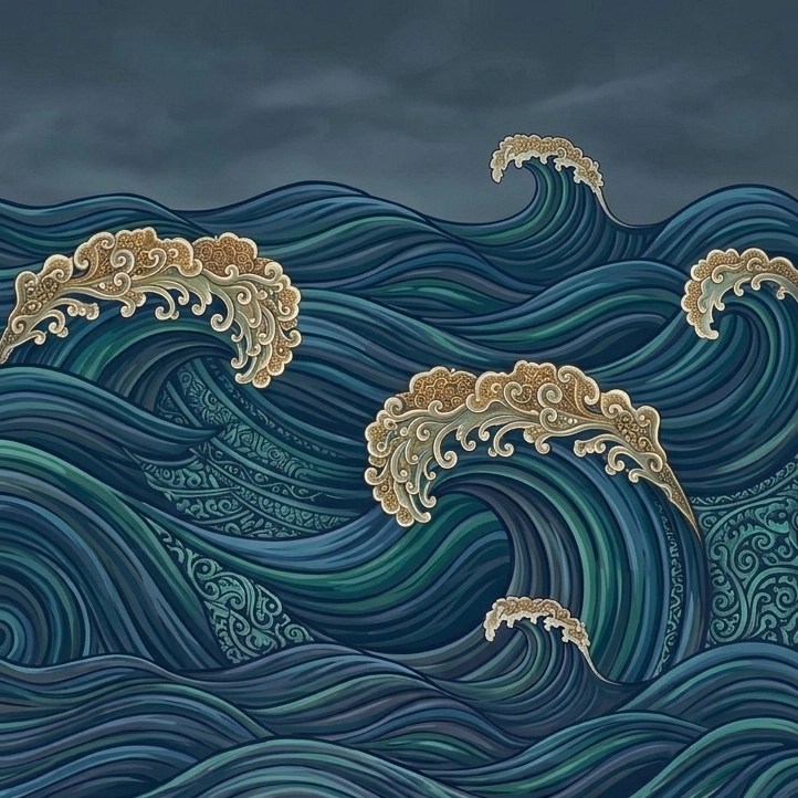 Traditional wave illustration right